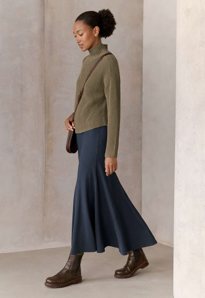 Funnel-neck sweater, Khaki, completeTheLook