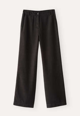 Straight-leg trousers, Brown black, webstill