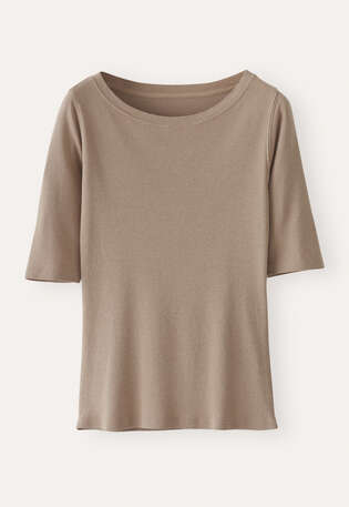 Ribbed jersey top, Taupe, webstill