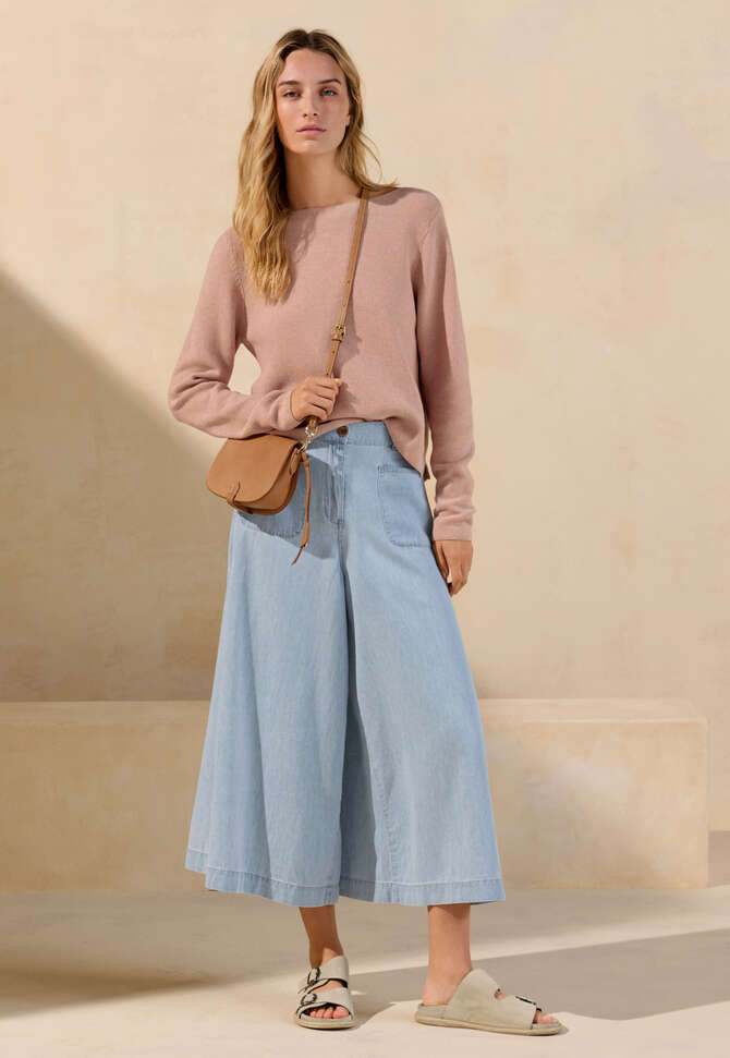 Boat-neck sweater, Shell rose, completeTheLook