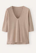V-neck T-shirt, Mink taupe, webstill
