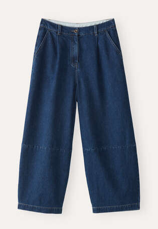 Barrel-leg trousers, Dark denim, webstill
