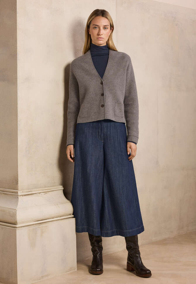 Denim culottes, Indigo rinse wash, completeTheLook
