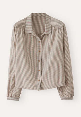 Checked blouse, Mint taupe, webstill