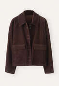 Cropped cord jacket, Dark chocolate, webstill