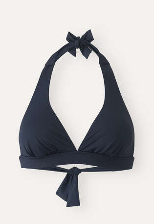 Halter-neck bikini top, Petrol blue, webstill
