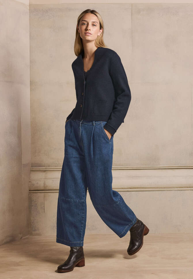 Short knitted jacket, Blue black, completeTheLook