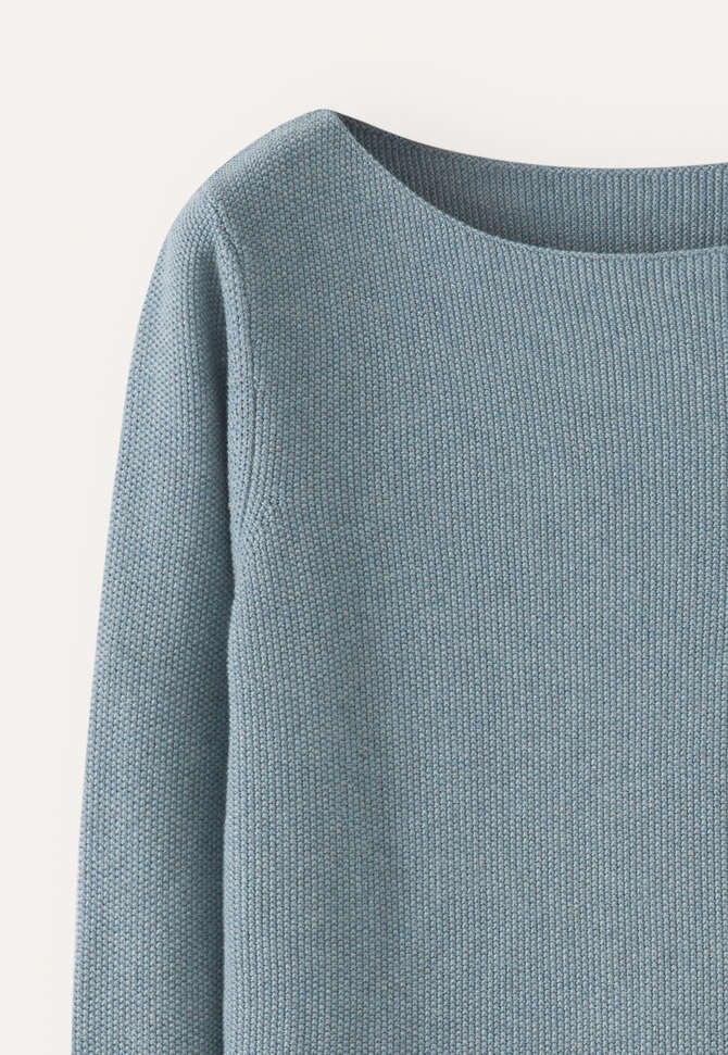Boat-neck sweater, Aqua denim, completeTheLook