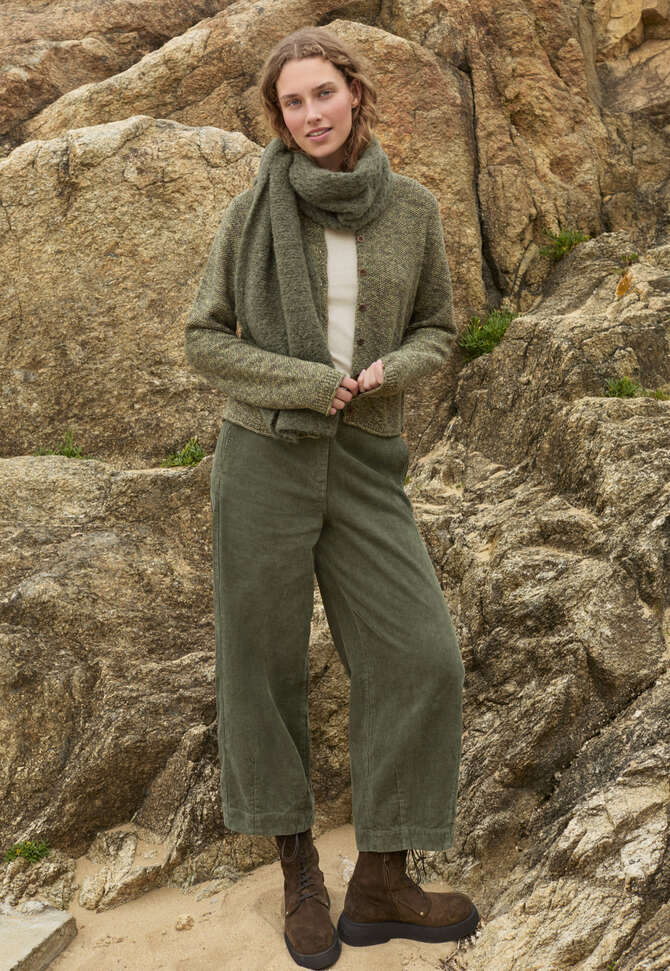 Moss-stitch cardigan, Forest, completeTheLook