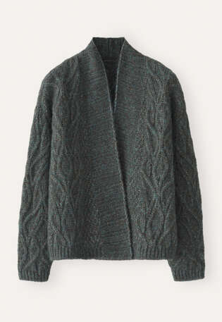 Cable-stitch cardigan, Grey teal, webstill