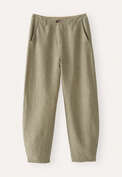 Striped dart-hem trousers, Khaki, webstill