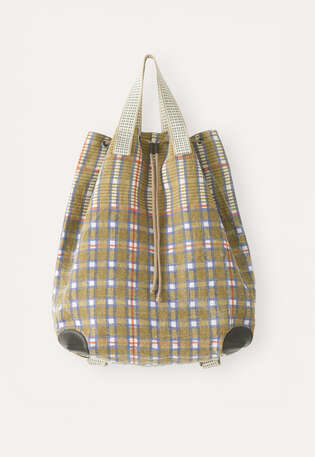 Checked rucksack, Olive, webstill