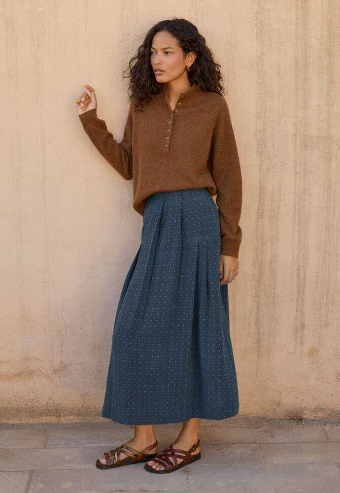 Pleated skirt, Dark petrol, completeTheLook