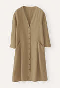 V-neck dress, Soft khaki, webstill