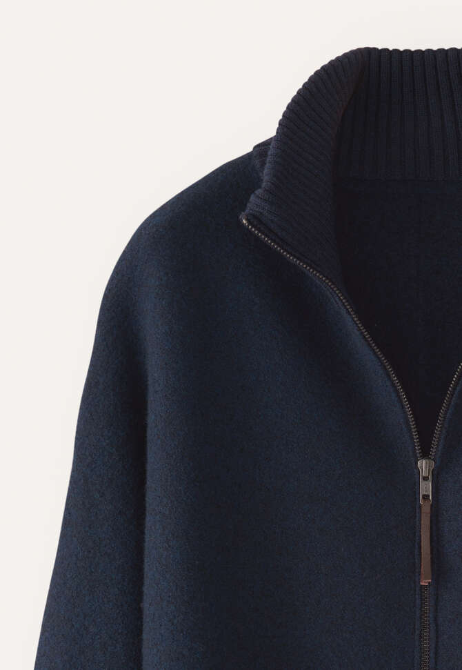 Zip-front knitted jacket, Ink blue, completeTheLook