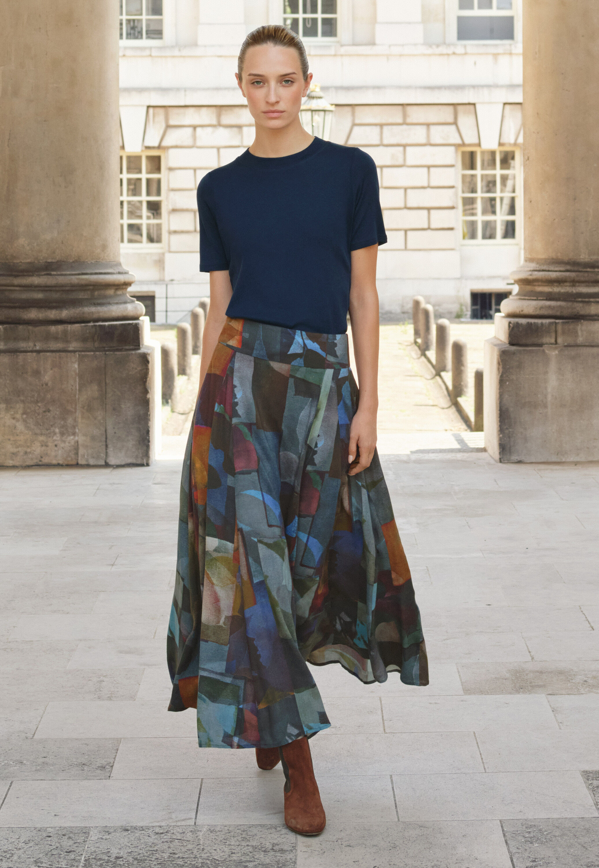 Long godet skirt, Stained glass, large