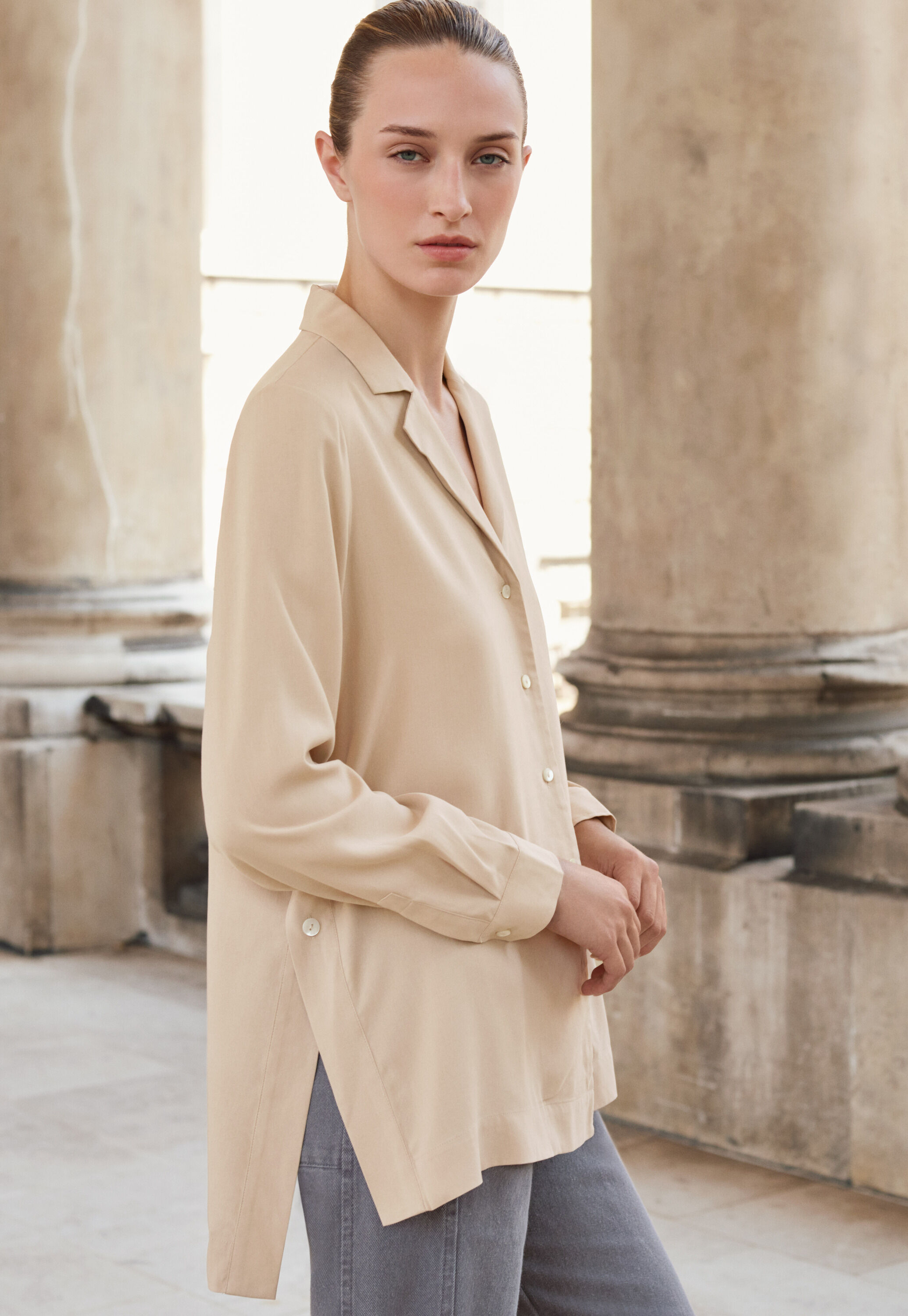 Revere-style collar shirt