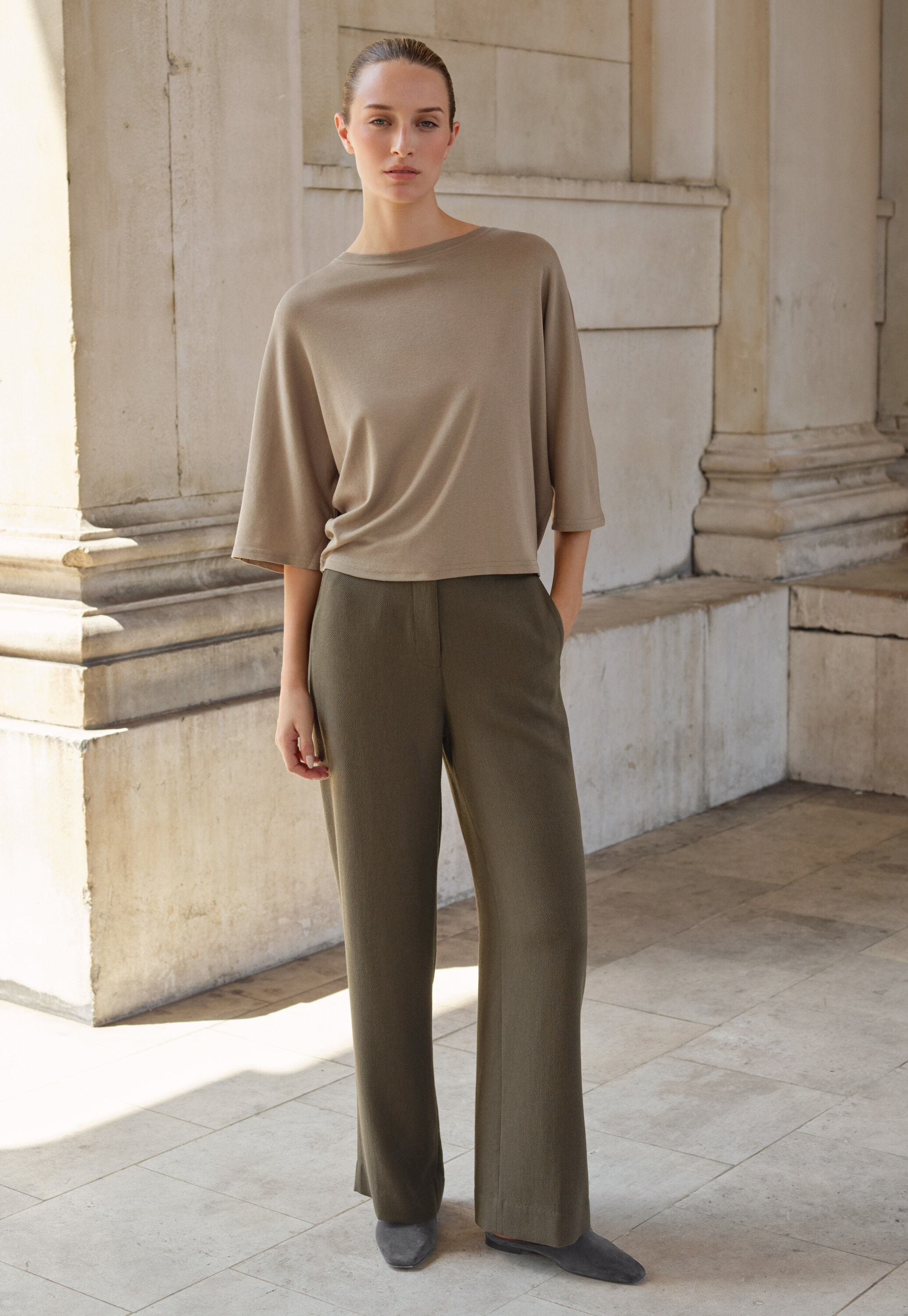 Dolman sleeve top, Dark taupe, large