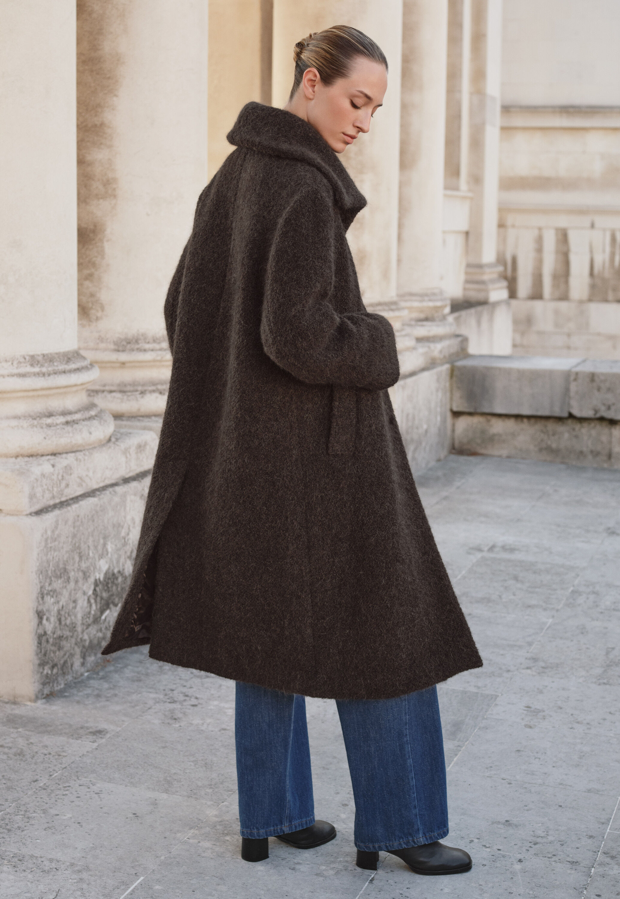 Boucl&eacute; coat, Coffee, large