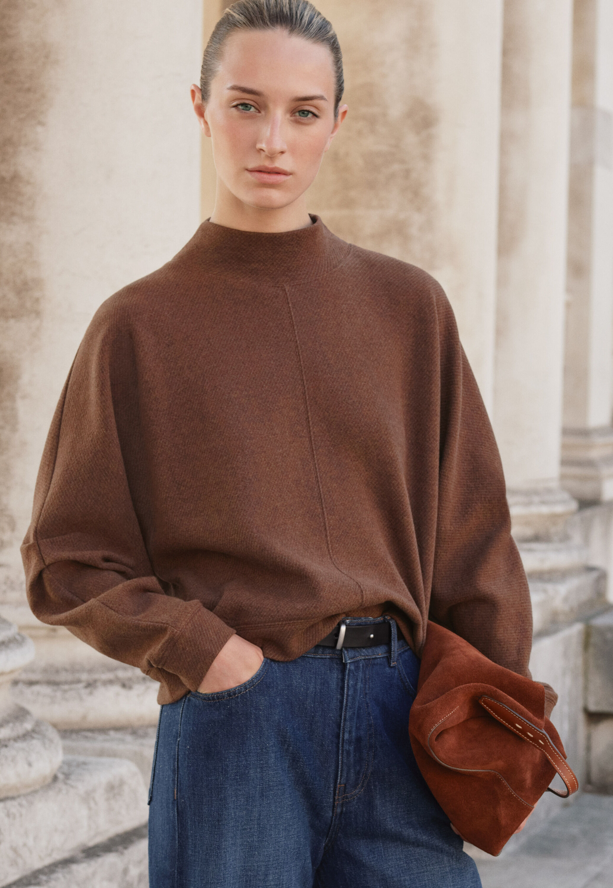 Tuck sleeve sweatshirt