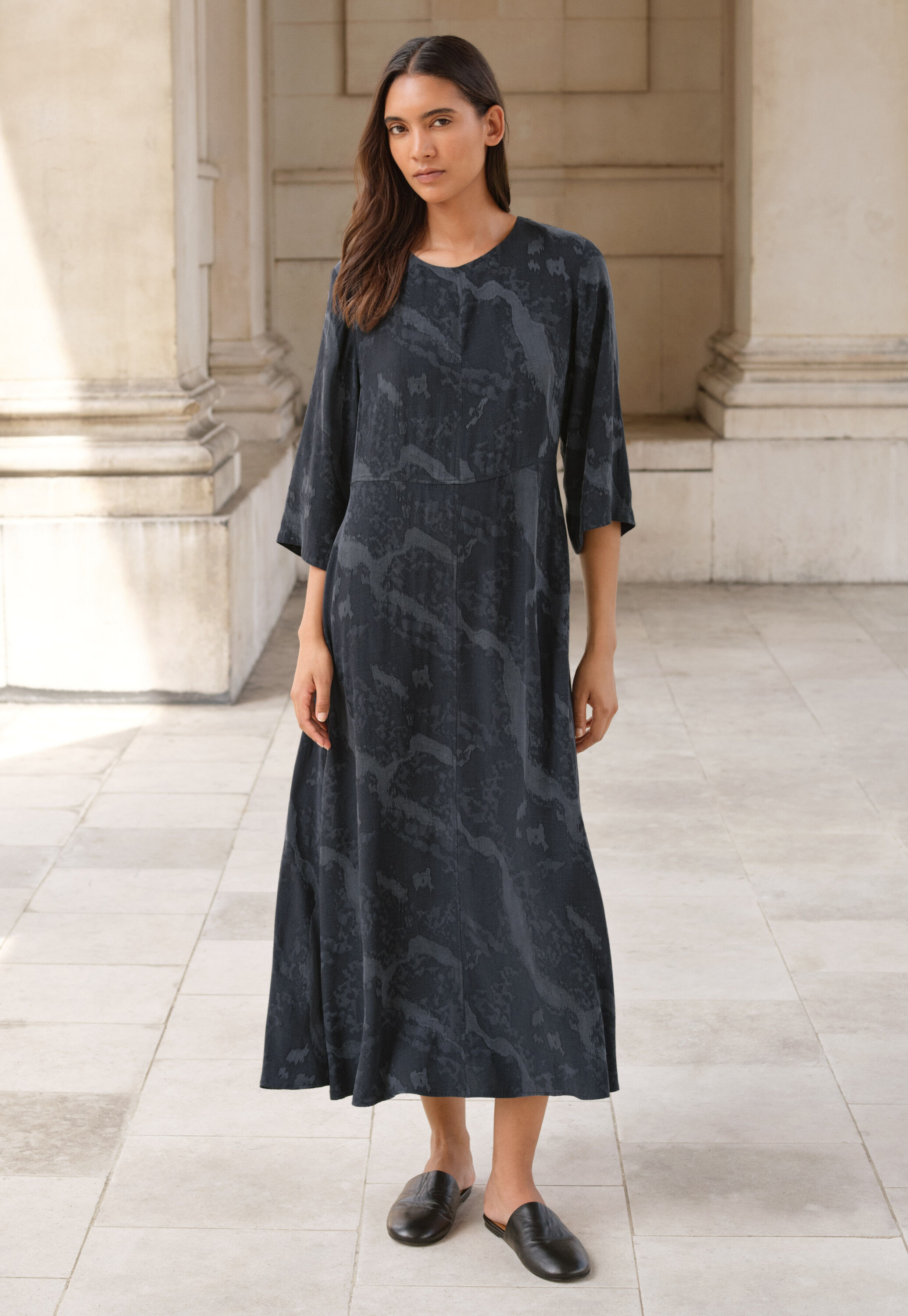 Jacquard dress, Petrol slate, large