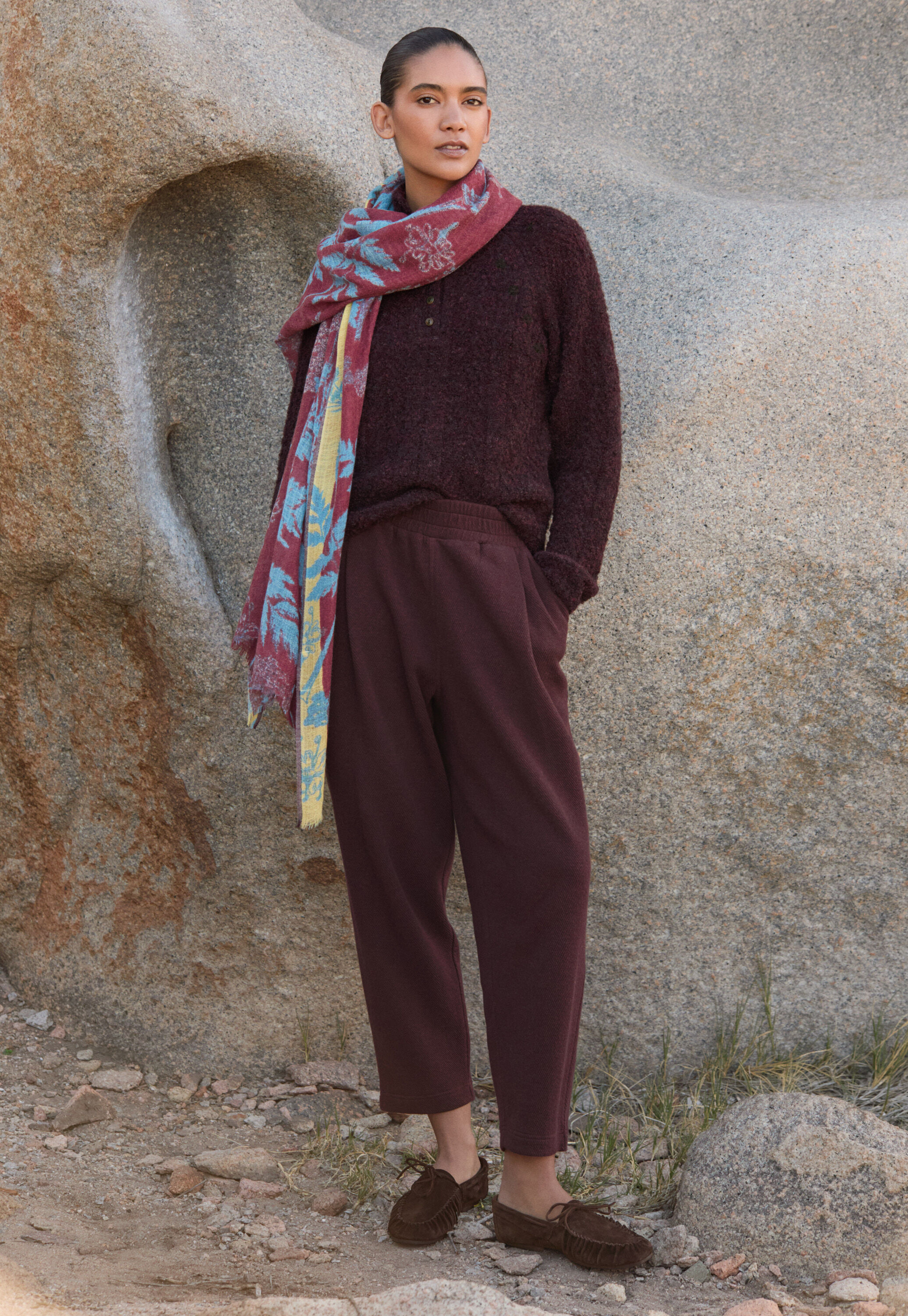 Button-neck sweater, Claret, large