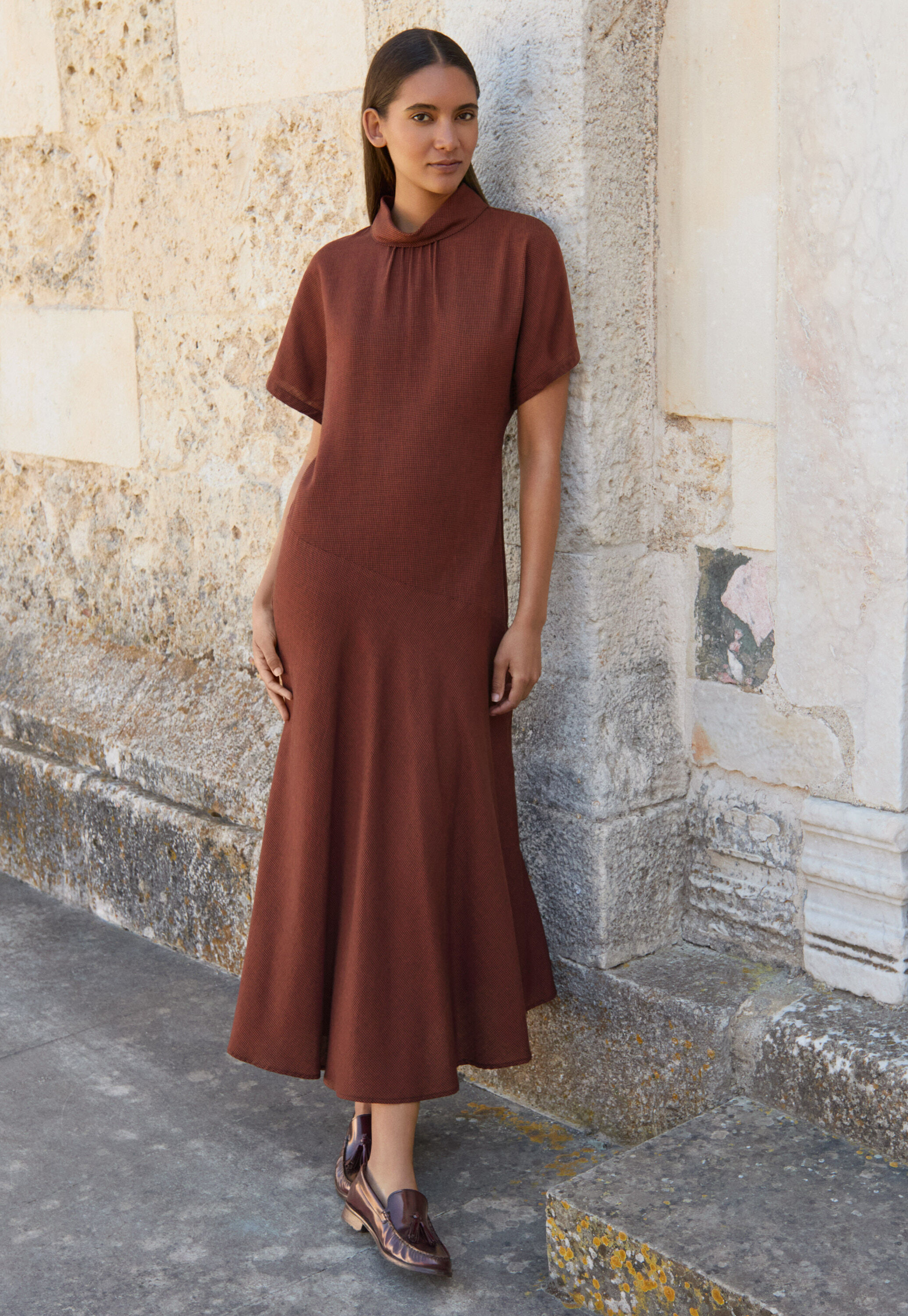 Peplum-detail dress
