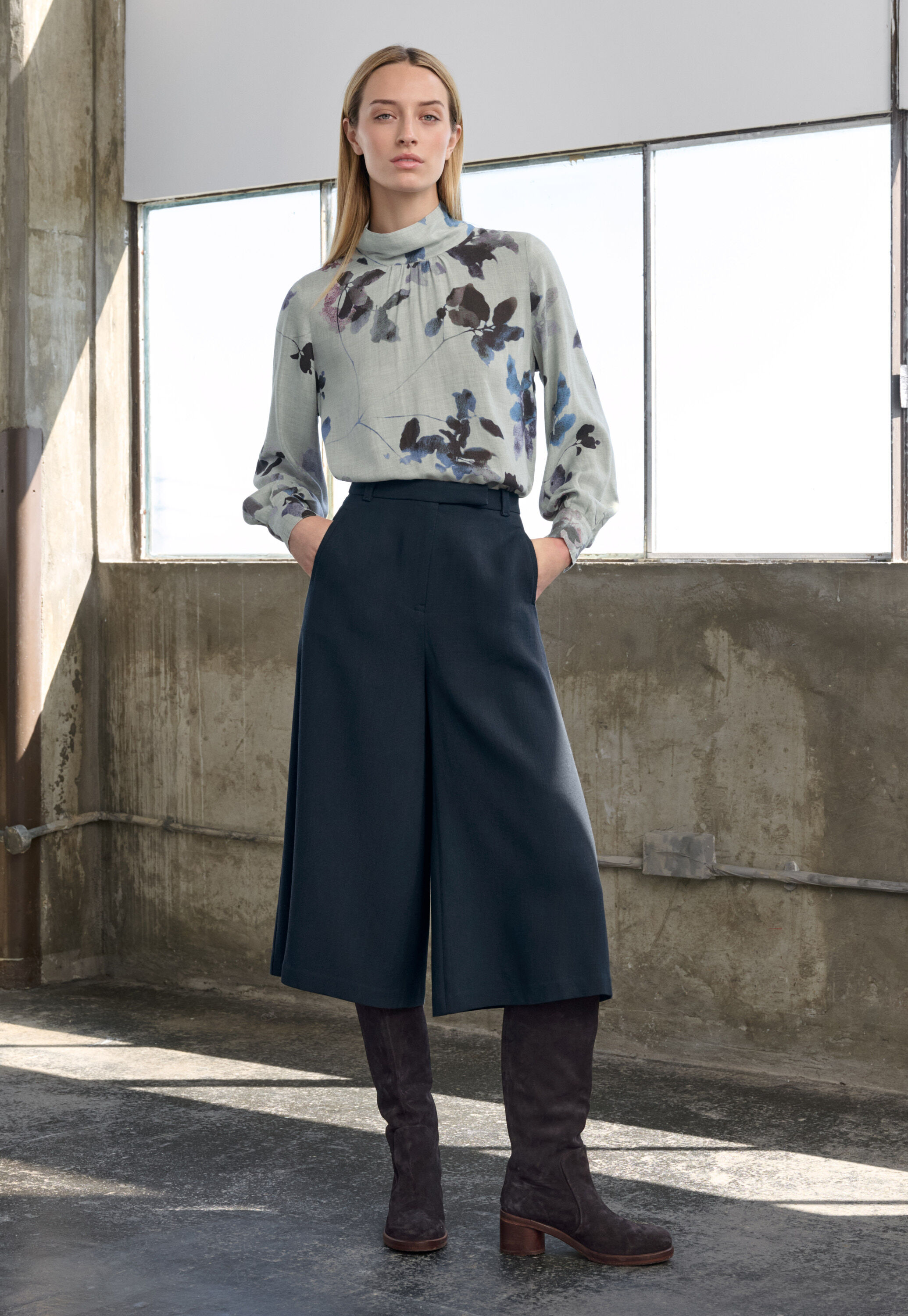 Tailored culottes, Ink teal, large