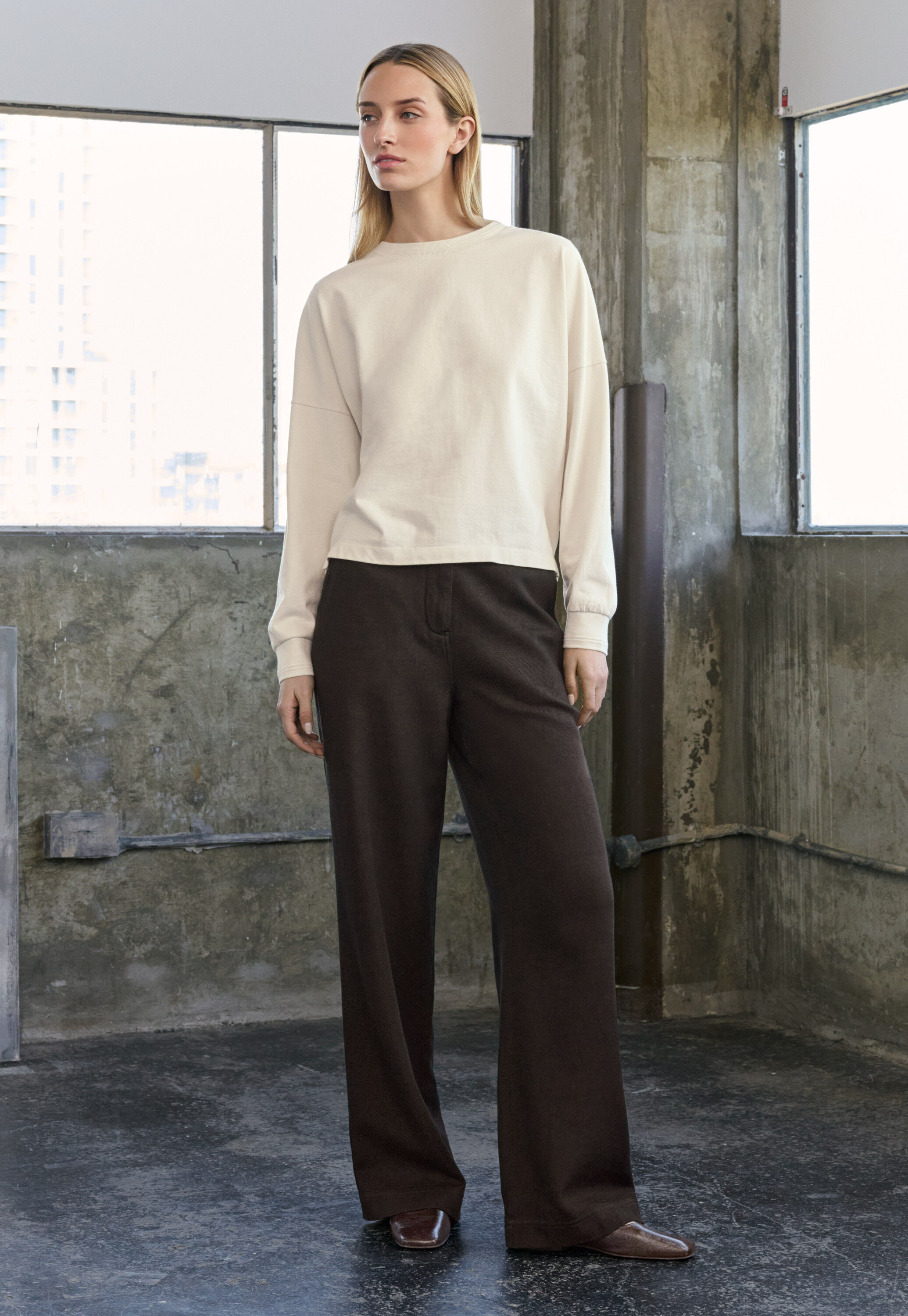 Straight-leg trousers, Brown black, large