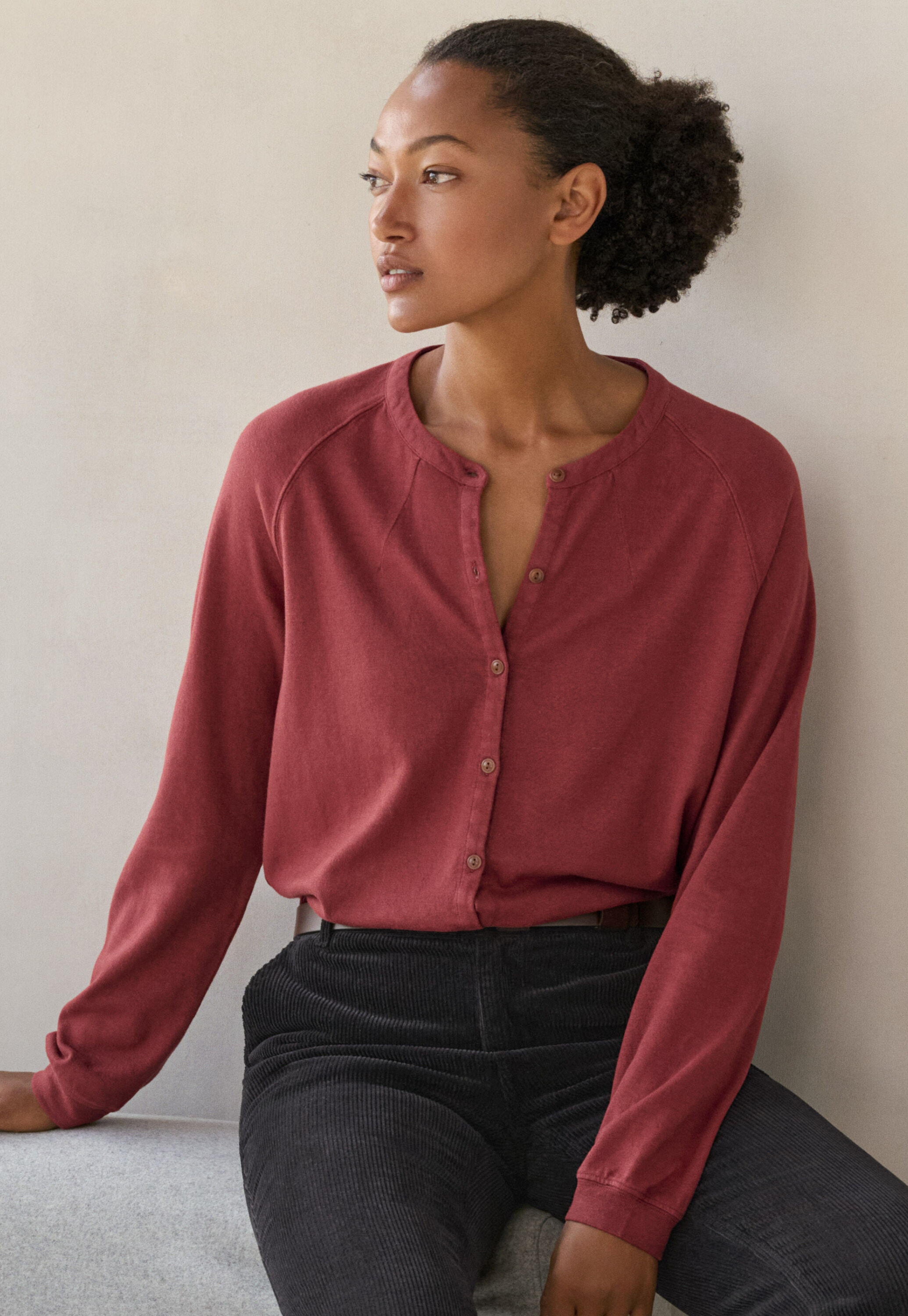 Button-shoulder top