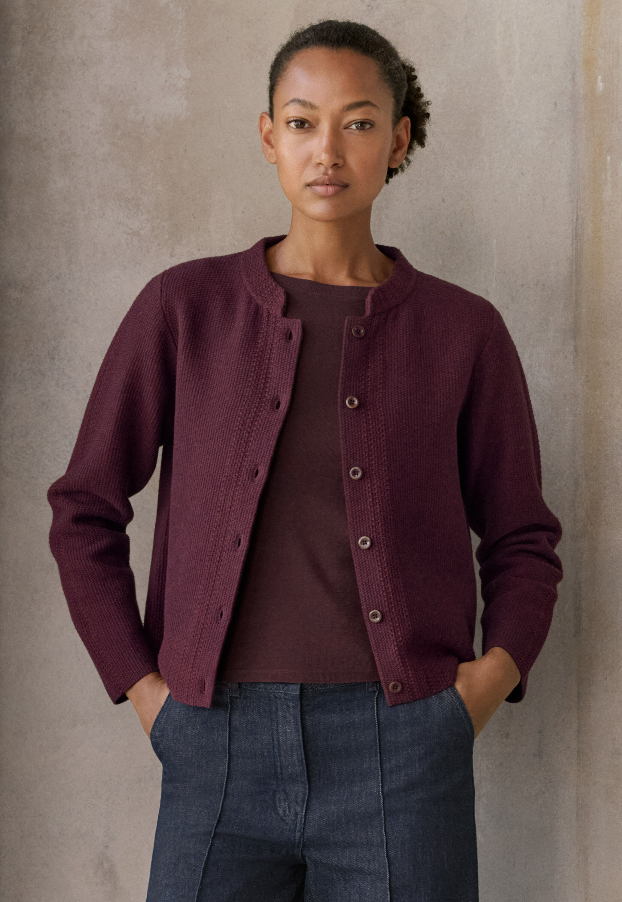 Inlay-stitch cardigan