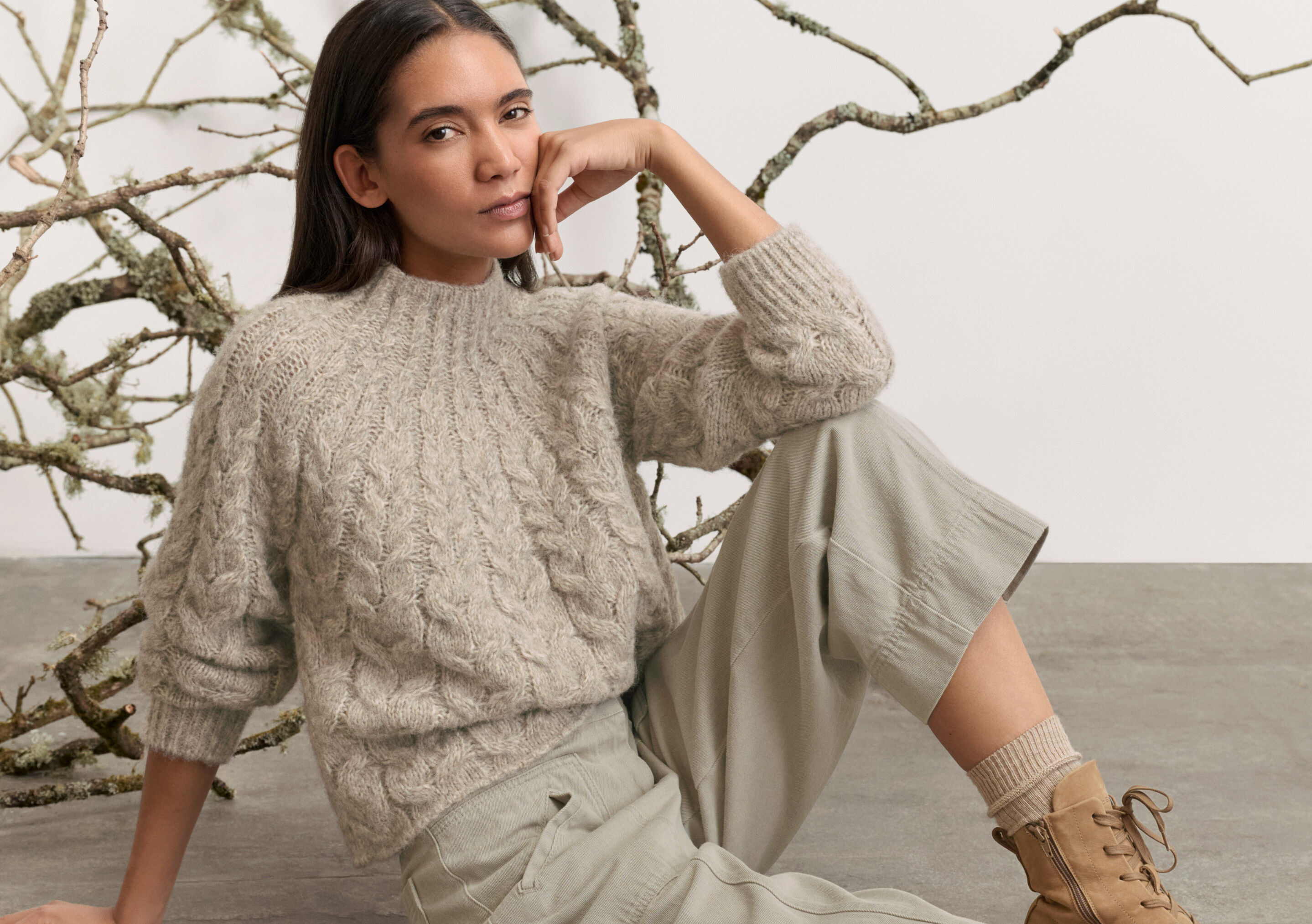 Cable-stitch sweater