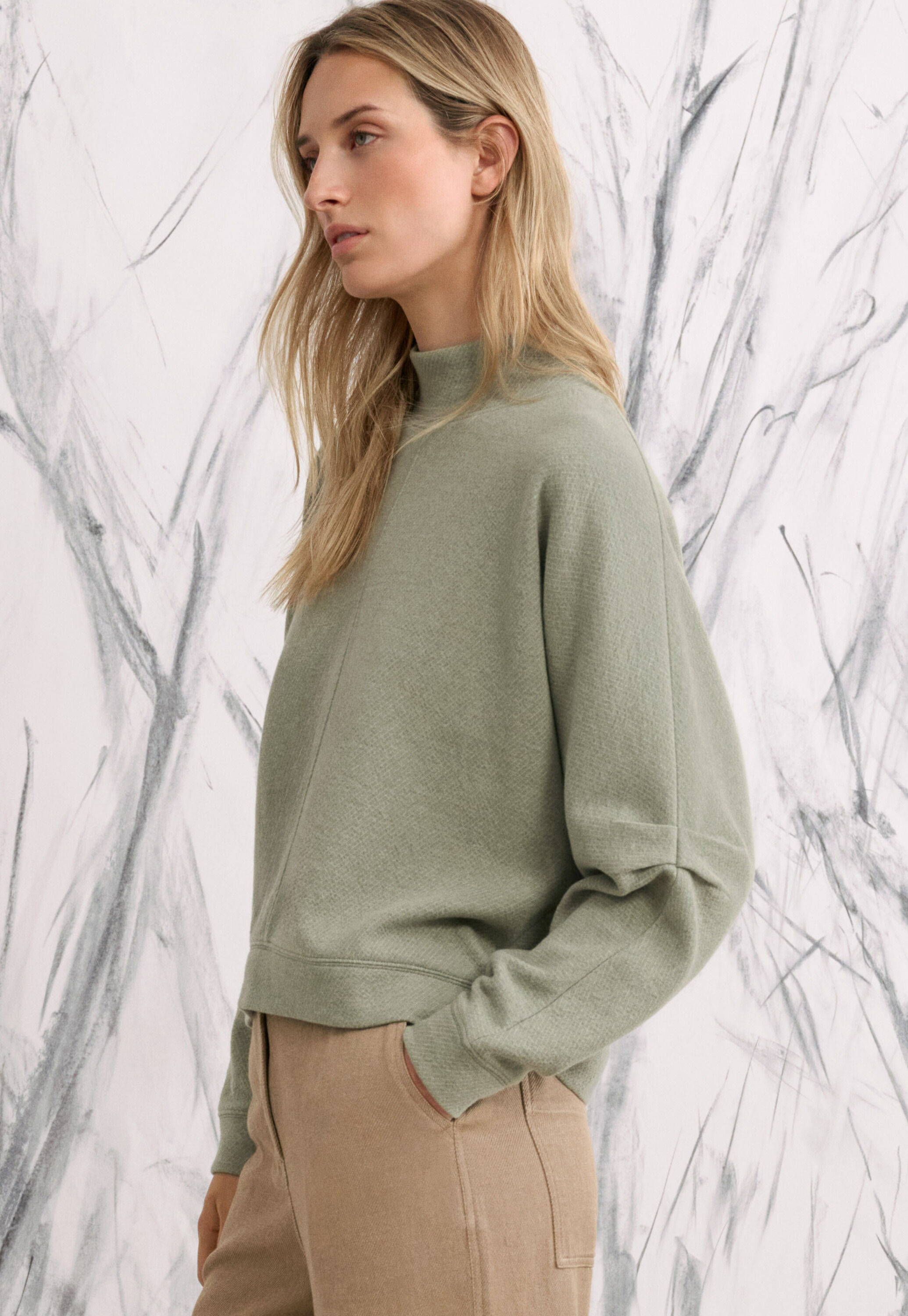 Tuck sleeve sweatshirt