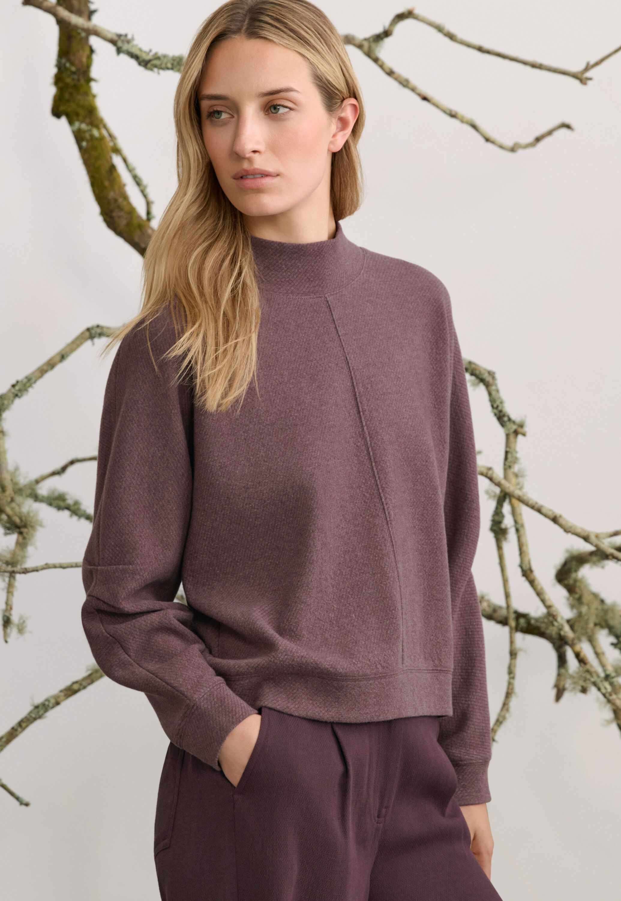 Tuck sleeve sweatshirt