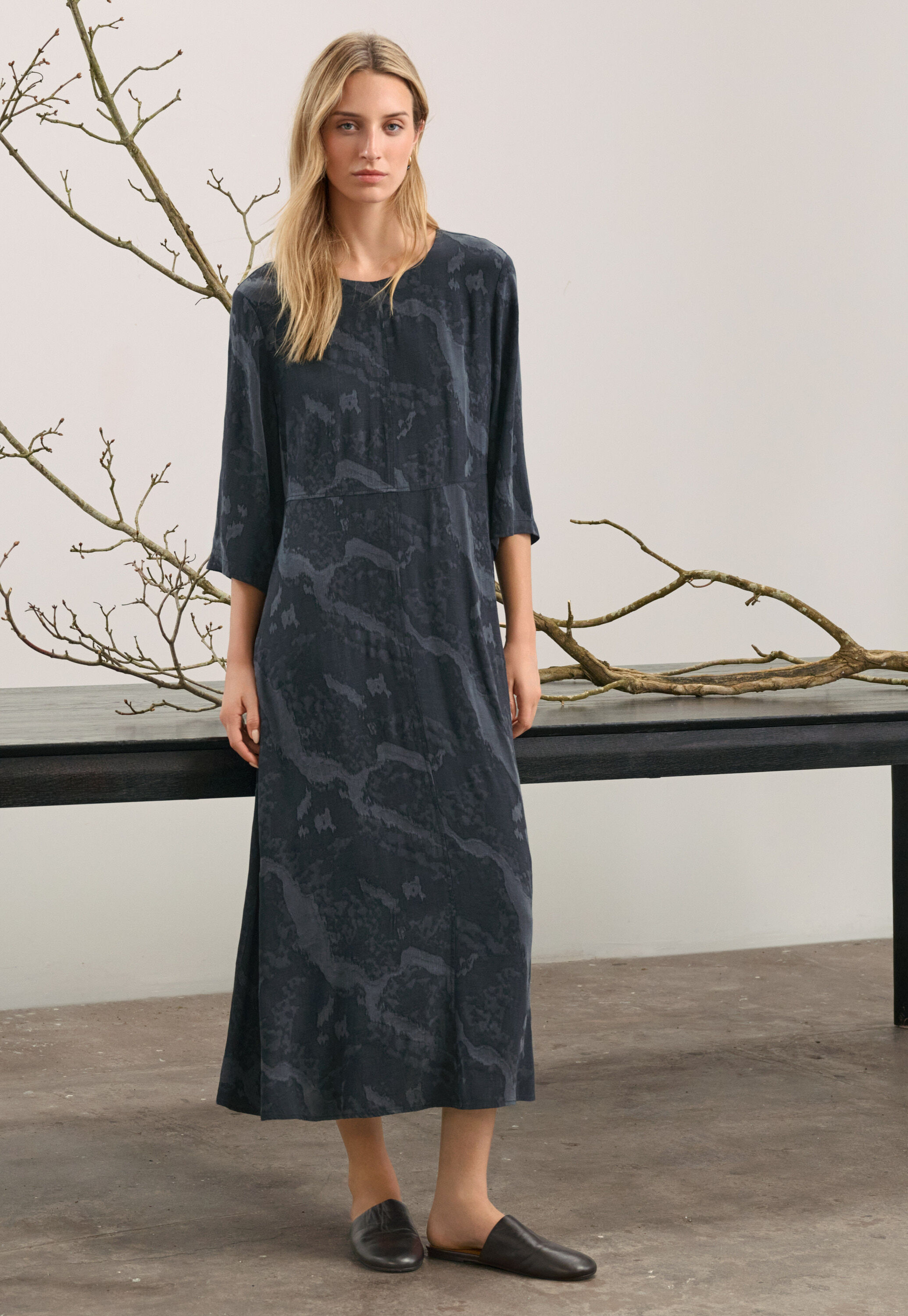 Jacquard dress, Petrol slate, large