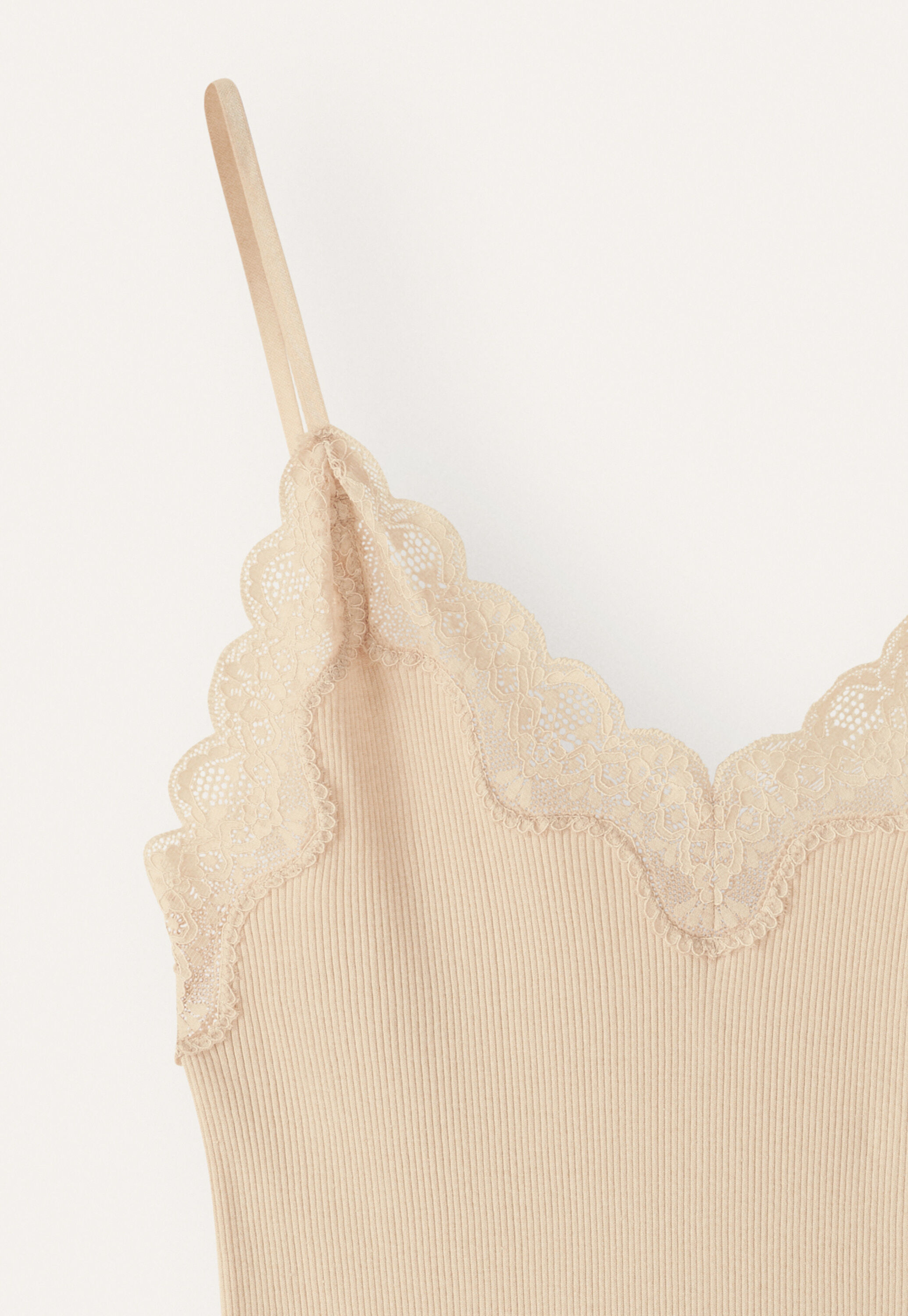 Lace-trim vest, Cream, large