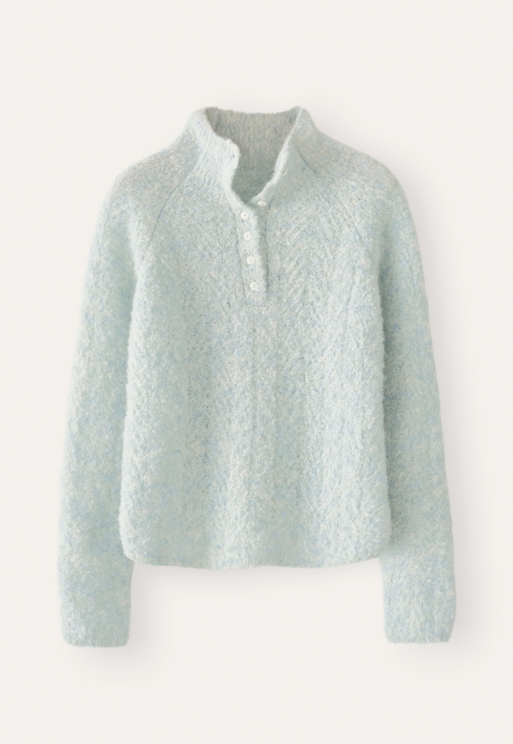 Button-neck sweater, Pale aqua, large