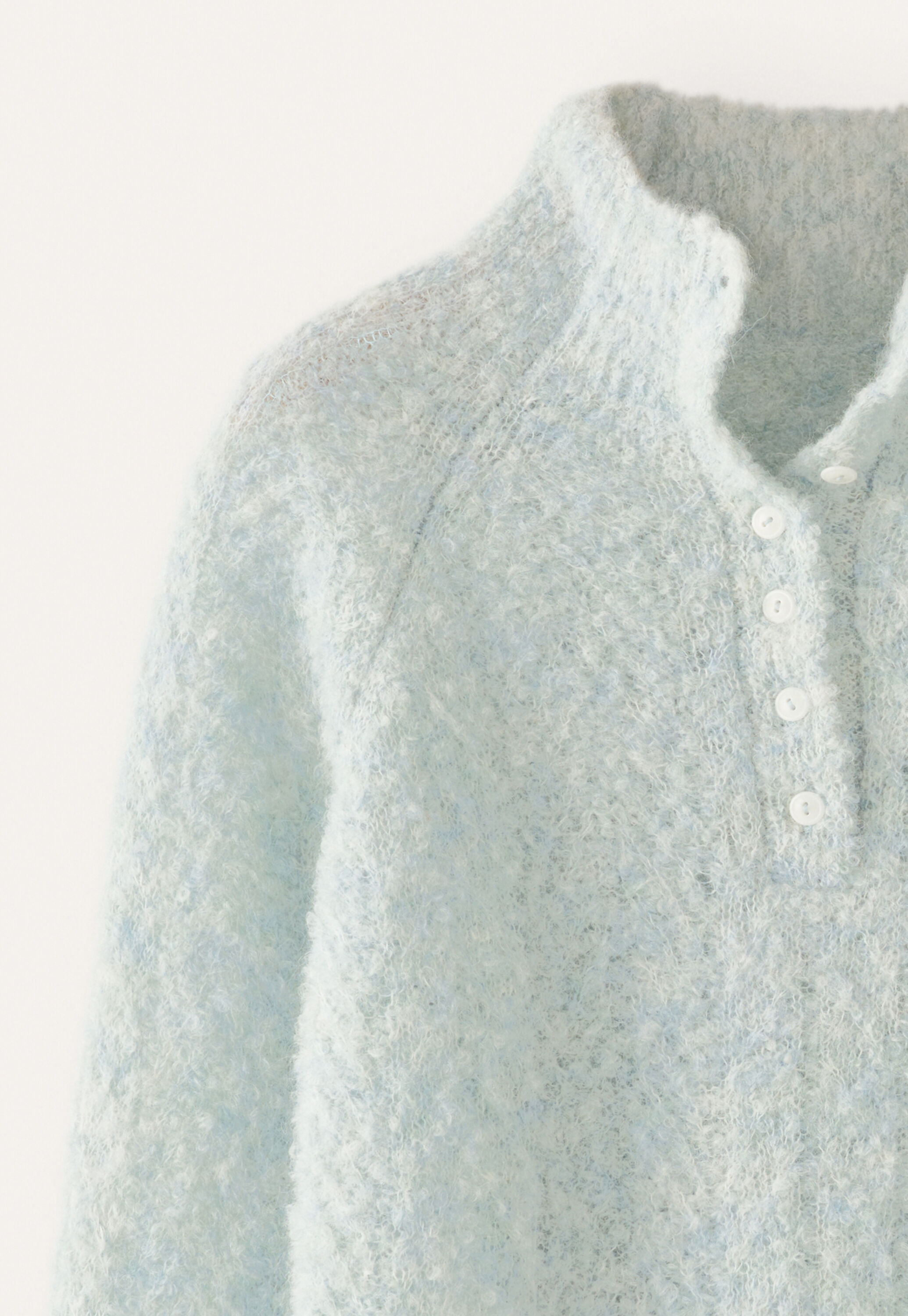Button-neck sweater, Pale aqua, large