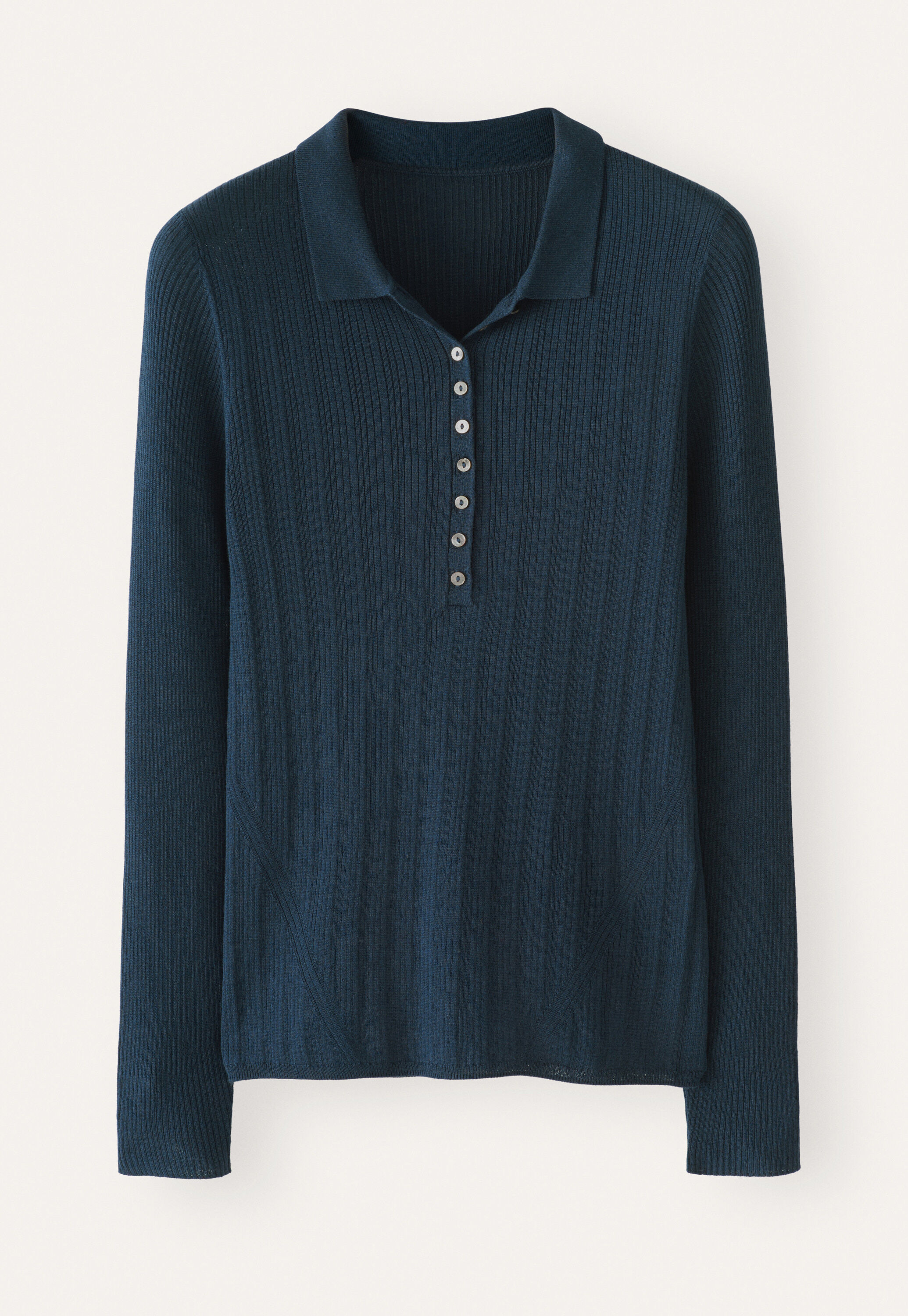 Ribbed polo sweater, Dark petrol, large