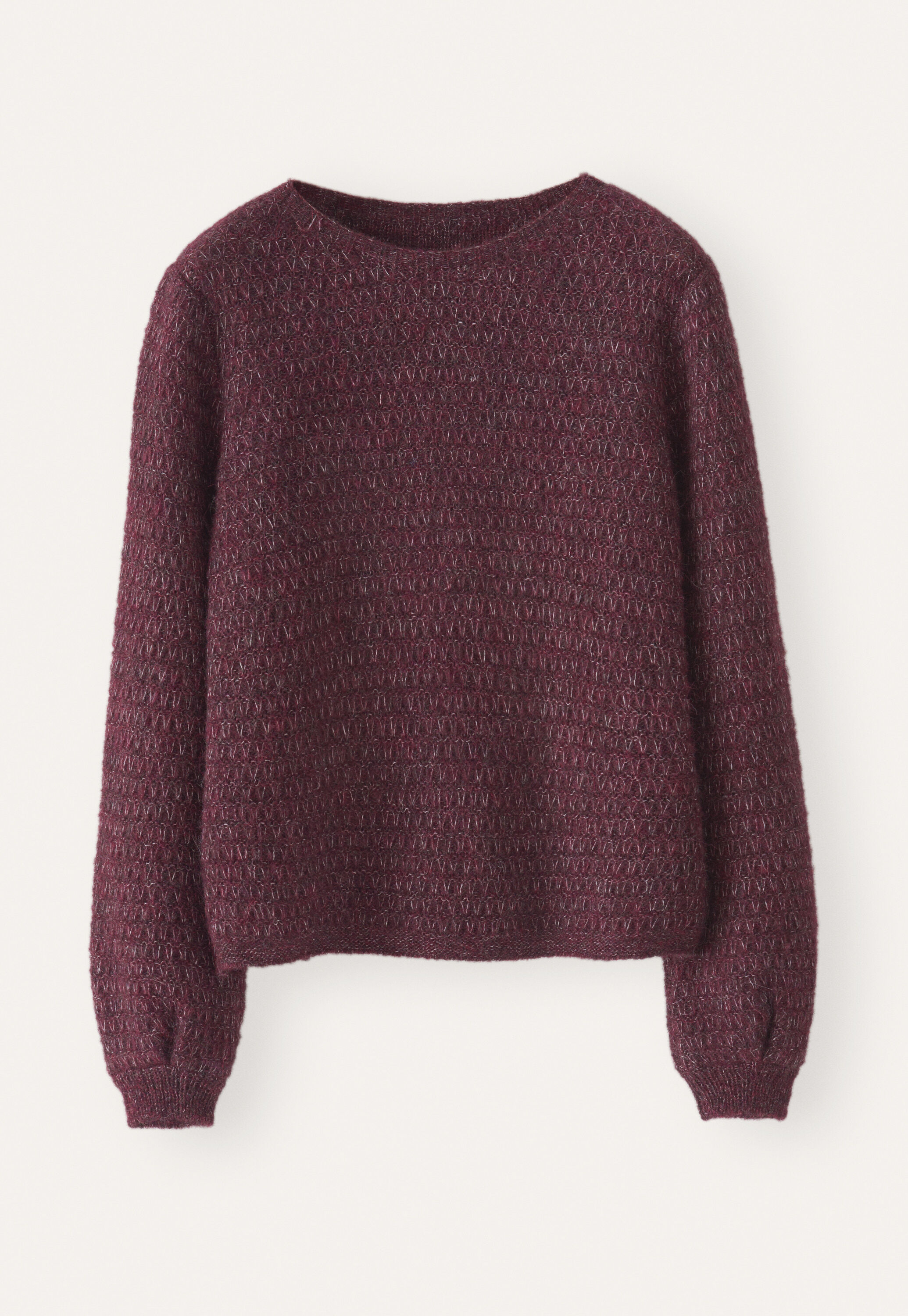 Tuck-stitch sweater, Dark plum, large