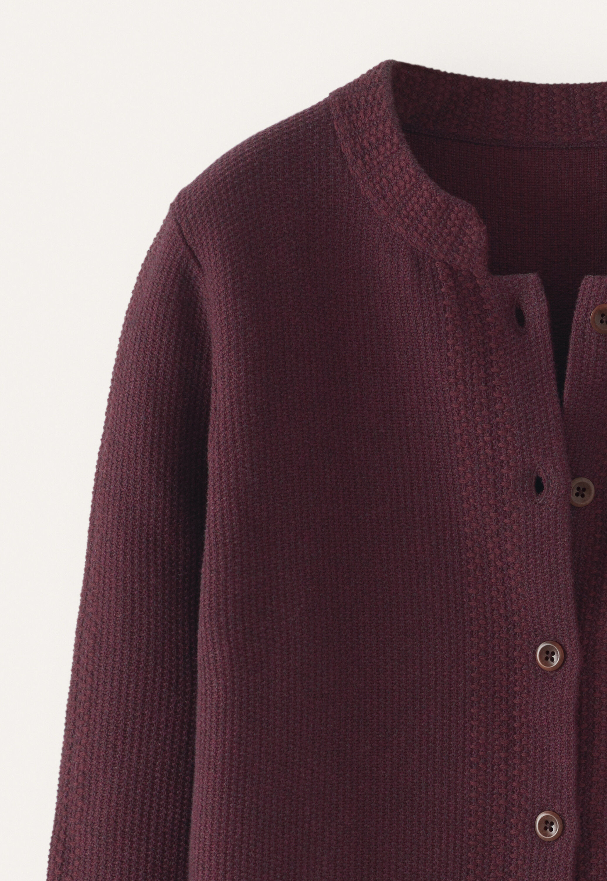 Inlay-stitch cardigan, Blackberry, large