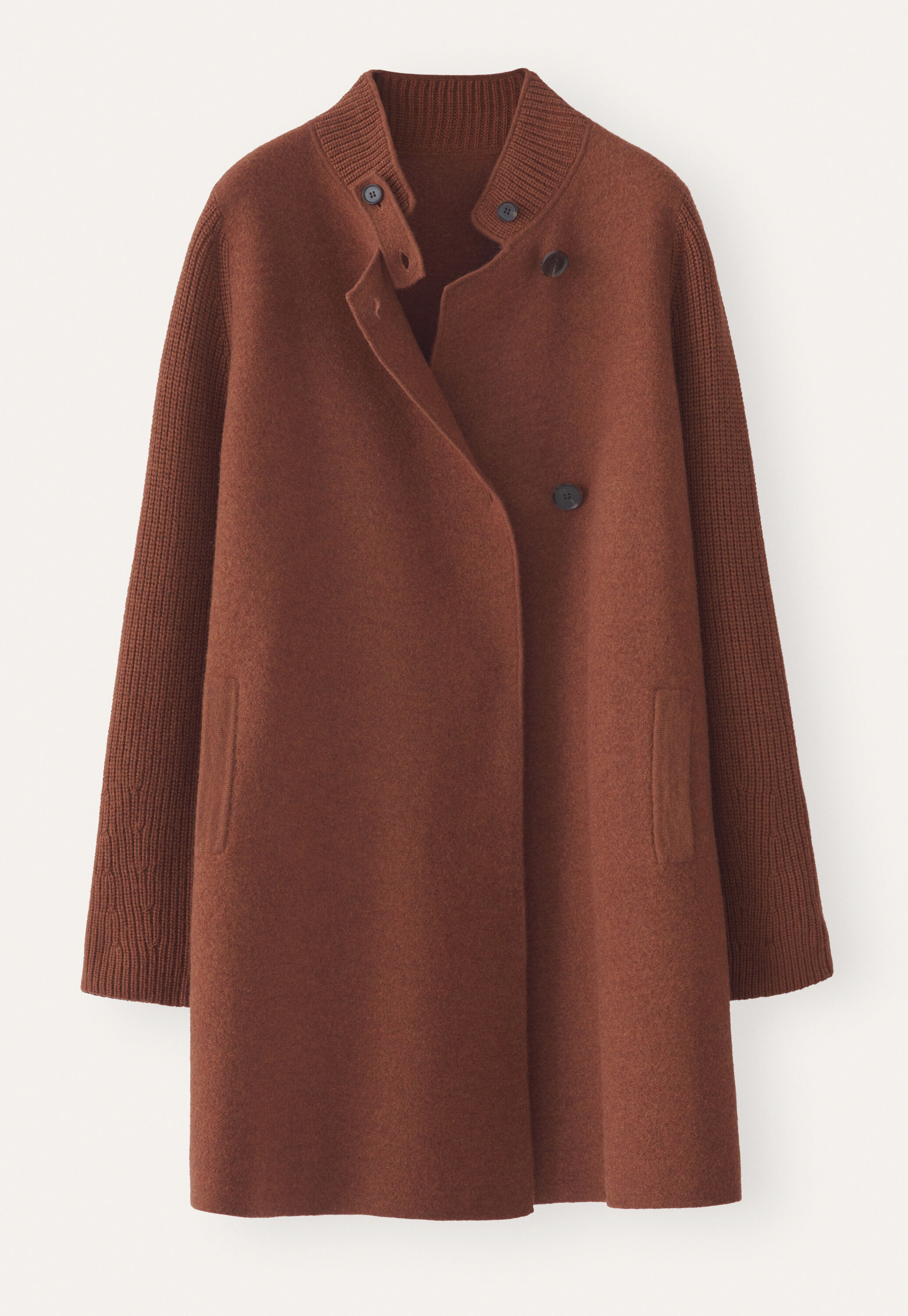 Ribbed sleeve coatigan, Dark copper, large