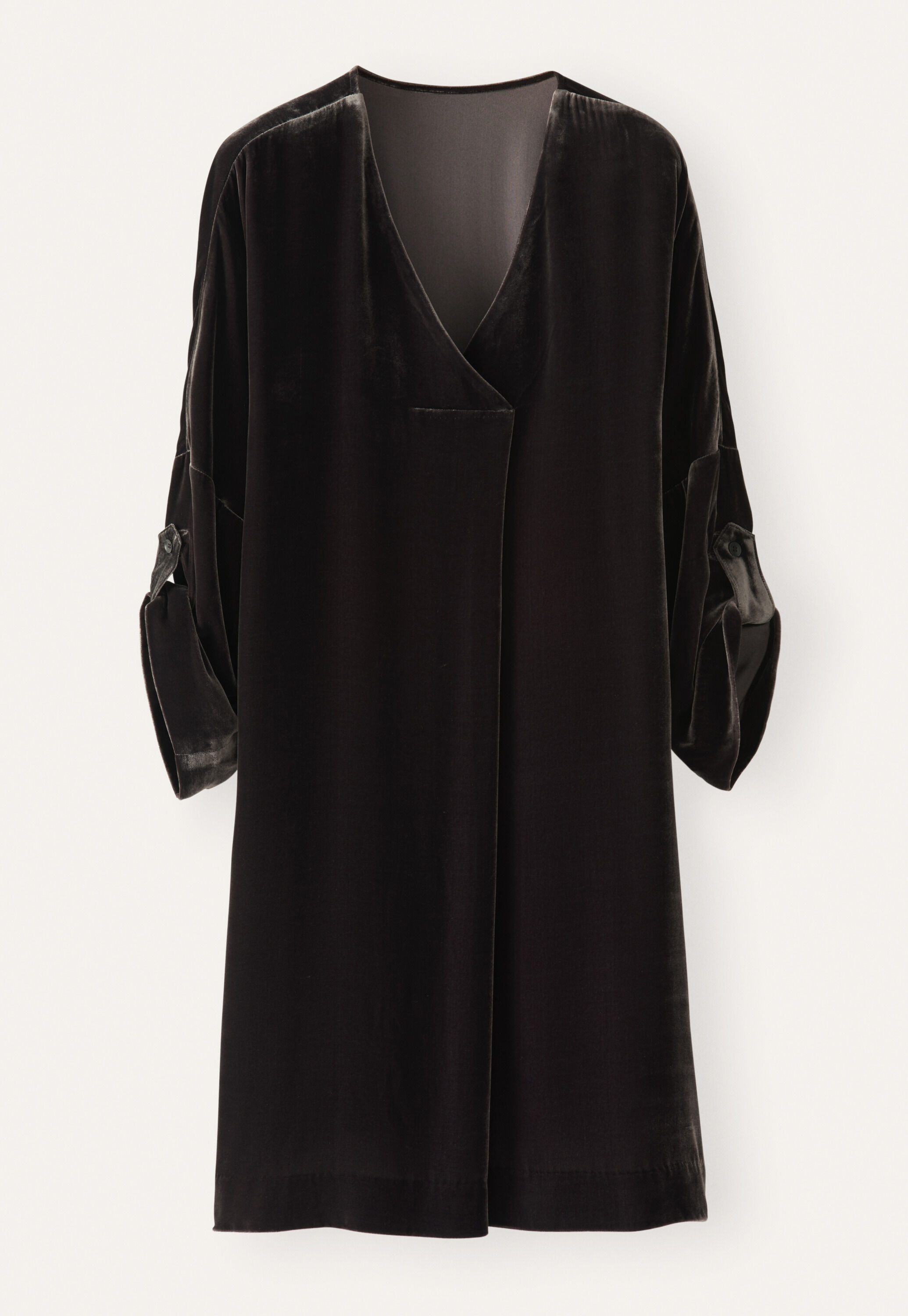 Velvet v-neck dress, Dark mulberry, large