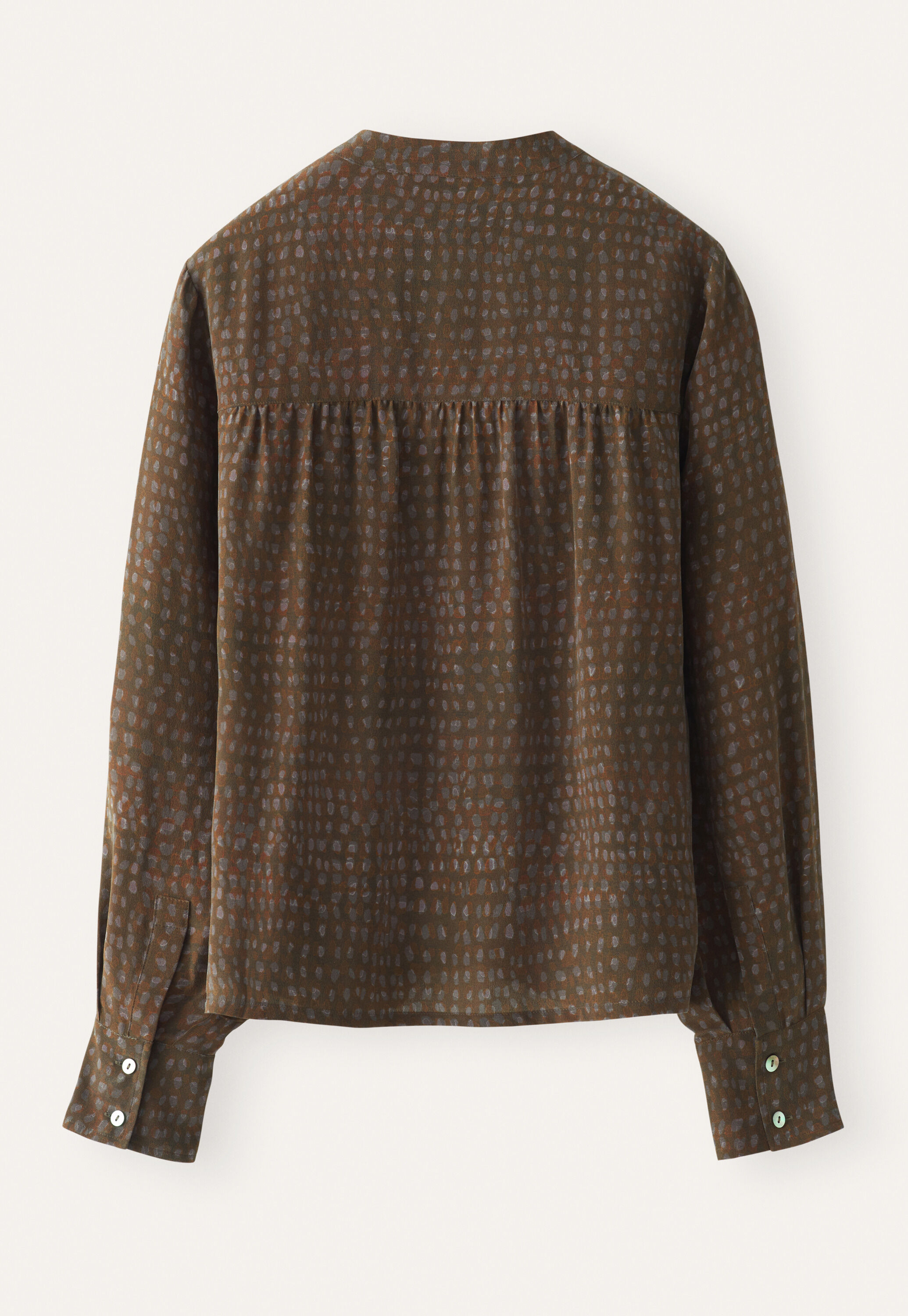 Printed v-neck blouse, Brown mauve, large