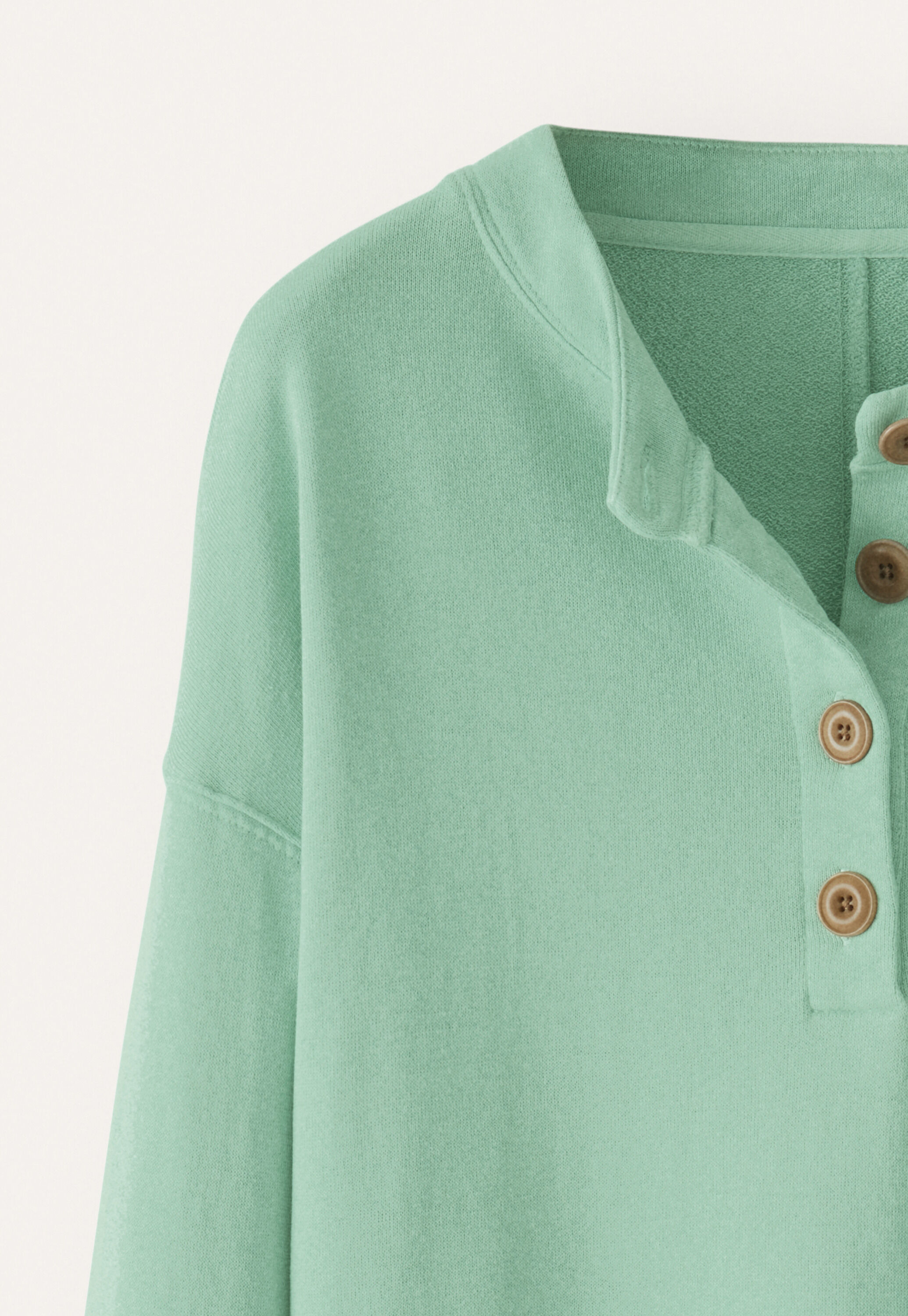 Button placket jersey top, Aqua jade, large