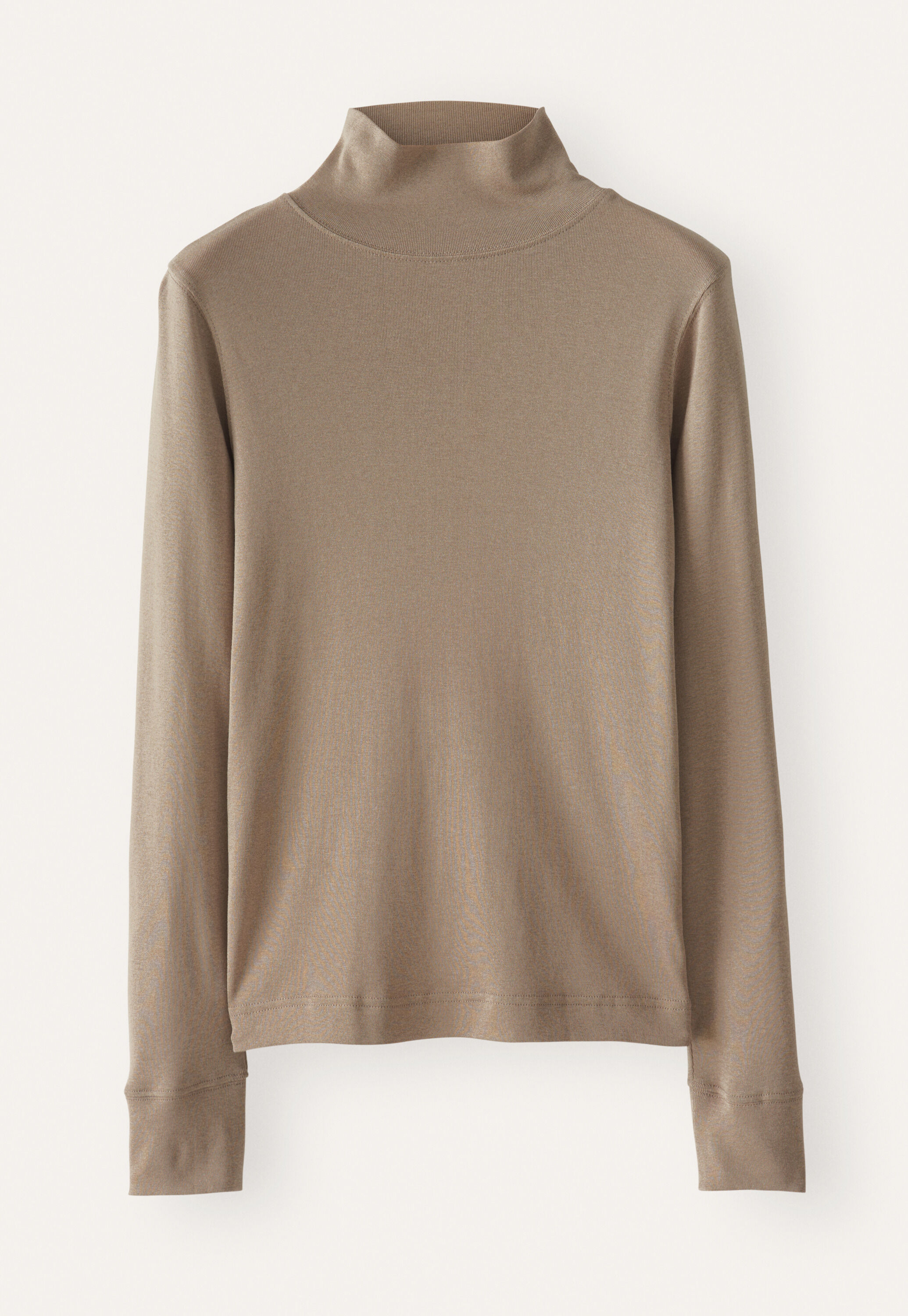 High-neck jersey top, Dark taupe, large