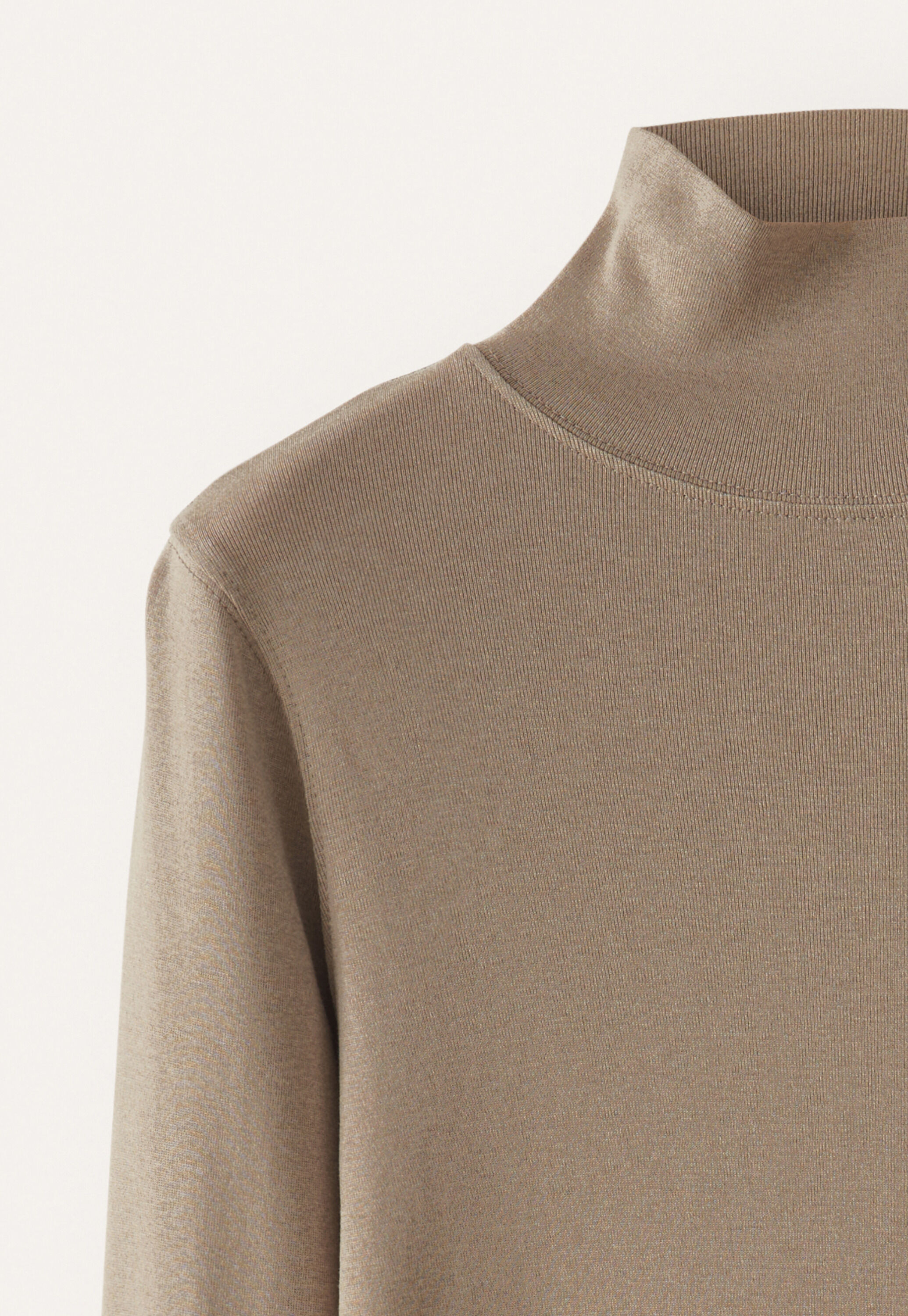 High-neck jersey top, Dark taupe, large