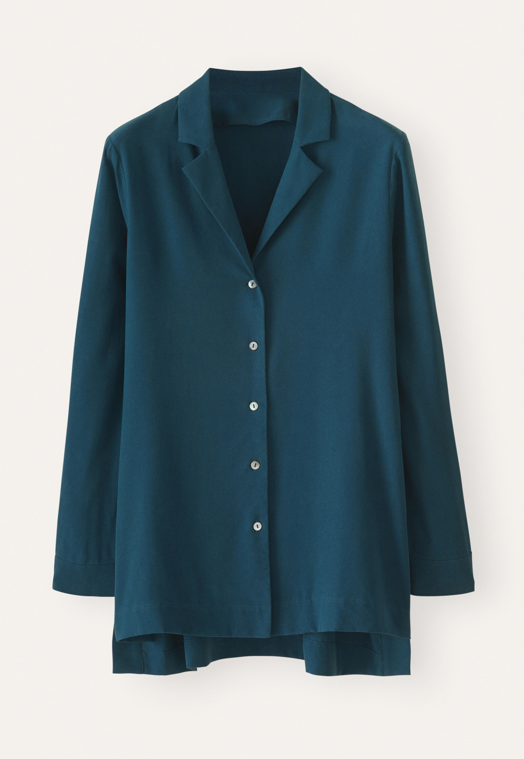 Revere-style collar shirt, Dark teal, large