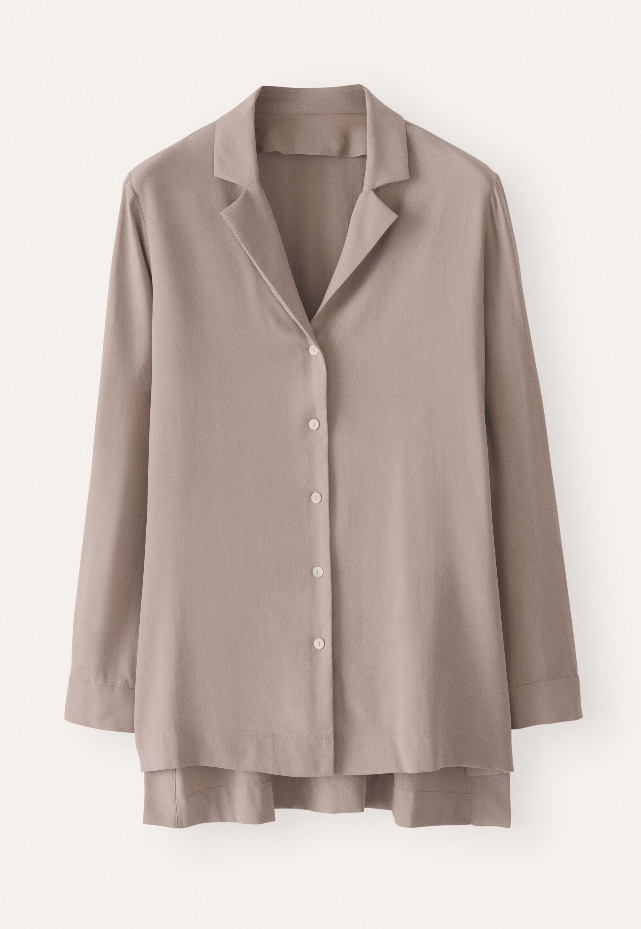 Revere-style collar shirt, Mink taupe, large