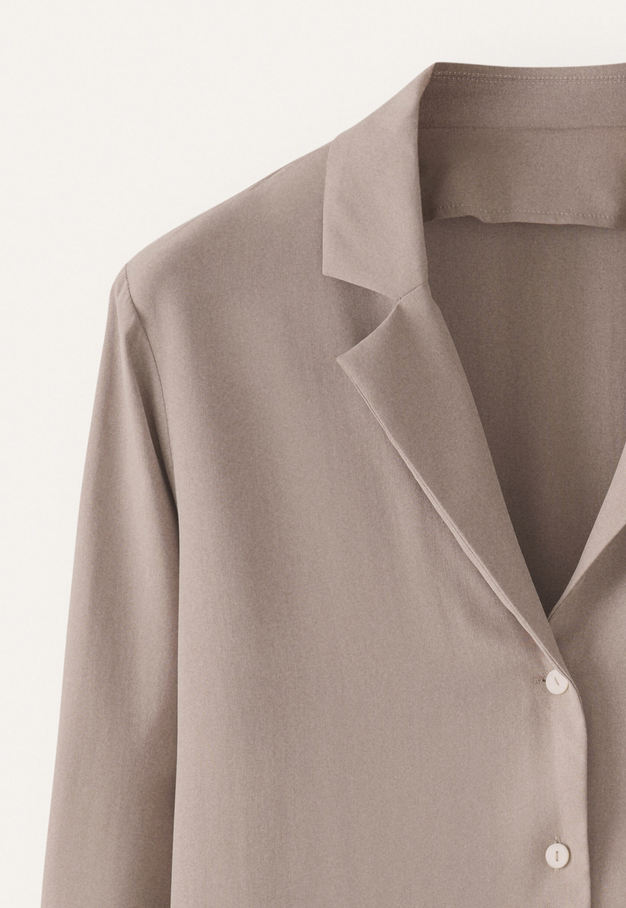 Revere-style collar shirt, Mink taupe, large